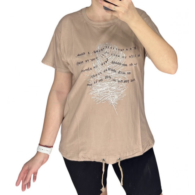 27060-3* бежевая женская футболка (принт, 3 ед. размеры норма: M. L. XL) выдача на следующий день LeVisha: артикул 1143344