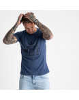 2613-14 темно-синяя футболка мужская с принтом (4 ед. размеры: M.L.XL.2XL): артикул 1120999