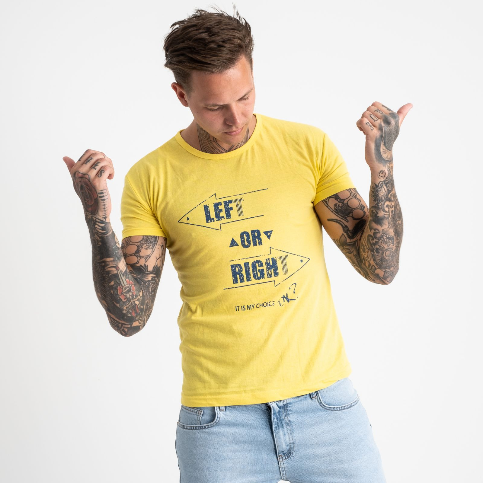 2621-6 желтая футболка мужская с принтом (4 ед. размеры: M.L.XL.2XL)