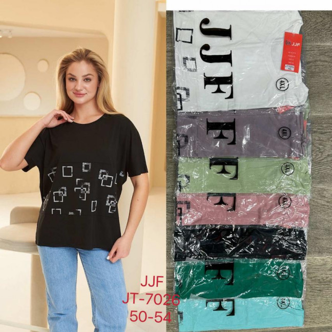 7026-99 микс цветов женская футболка (JJF, 6 ед. универсальный батальный размер: 50-54) выдача на следующий день JJF: артикул 1145531