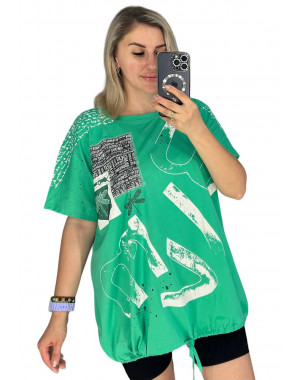 27007-7 зеленая женская футболка (LEVISHA, 95% коттон, 5% спандекс, 3 ед. размеры батал: 2XL. 3XL. 4XL) выдача на следующий день