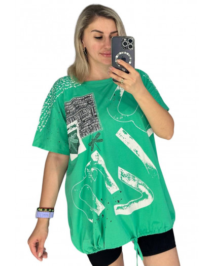 27007-7 зеленая женская футболка (LEVISHA, 95% коттон, 5% спандекс, 3 ед. размеры батал: 2XL. 3XL. 4XL) выдача на следующий день LeVisha