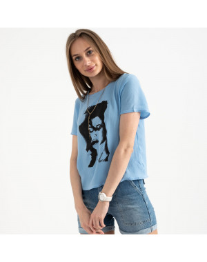 2022-13 футболка голубая женская с принтом (5 ед. размеры: 42.44.46.48.50)