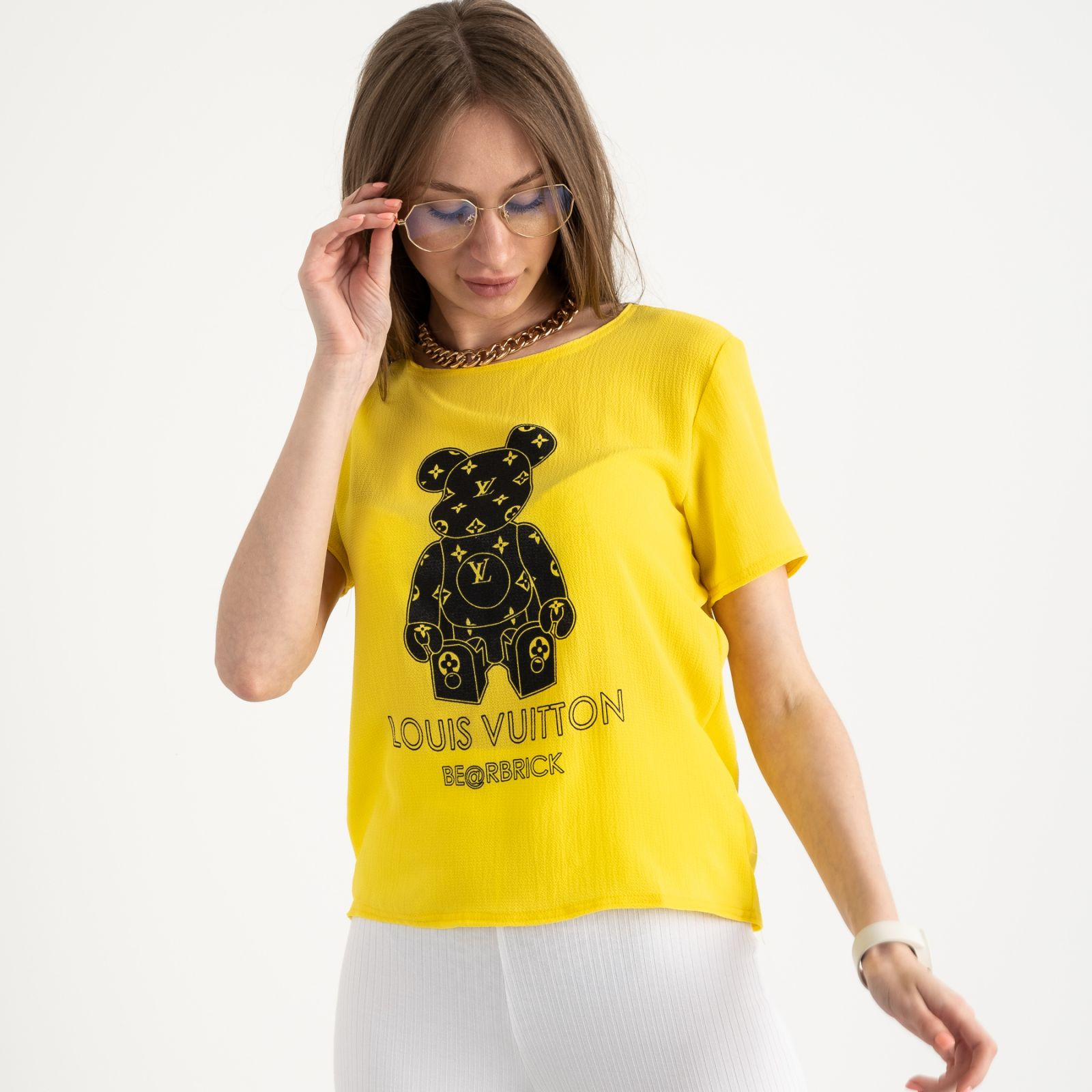 2021-6 футболка желтая женская с принтом (5 ед. размеры: 42.44.46.48.50)  