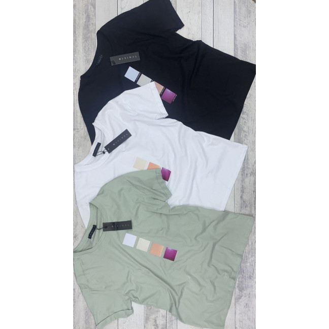 50112 черная, белая и нежно-зеленая женская футболка (MINIMAL, 5 ед. размеры на бирках S. M, соответствуют 44-46, 48-50, норма-полубатал) Minimal: артикул 1144659