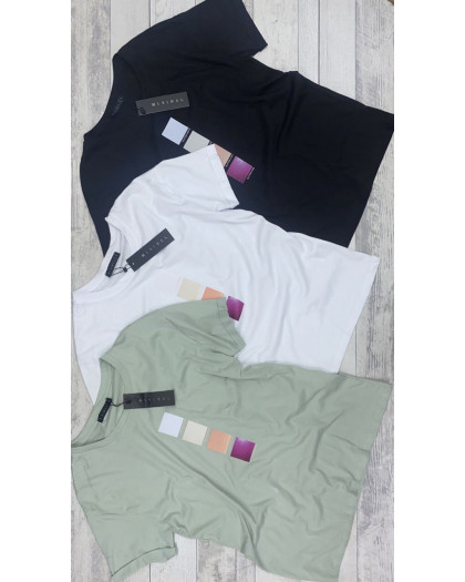 50112 черная, белая и нежно-зеленая женская футболка (MINIMAL, 5 ед. размеры на бирках S. M, соответствуют 44-46, 48-50, норма-полубатал) Minimal