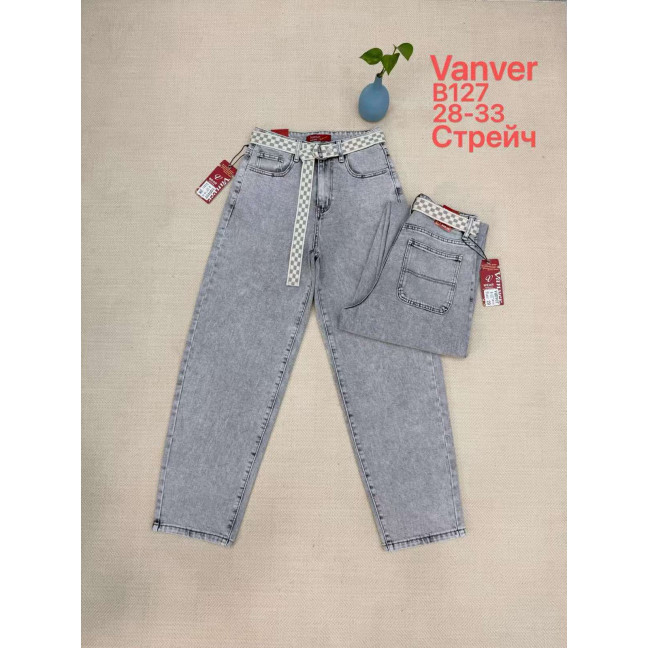 0127# серые женские джинсы vanver (стрейч коттон, 6 ед, размеры полубатал: 28-33) выдача на следующий день Vanver: артикул 1160548