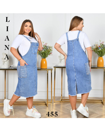 0455# голубой женский джинсовый сарафан (Liana, стрейч коттон, 6 ед, размеры батал: 2XL/7XL) выдача на следующий день Liana