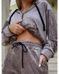 0521-22 КОРИЧНЕВЫЙ спортивный костюм женский велюровый (3 ед. размеры:42.44.46): артикул 1129769