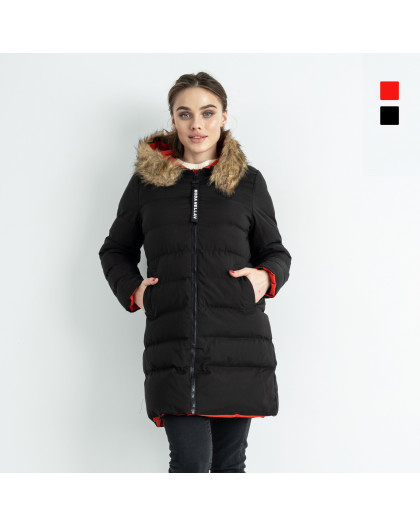 0818-555-15 черно-красная женская куртка (двустронняя, с капюшоном, 5 ед. размеры: M. L. XL. 3XL. 4XL) Куртка