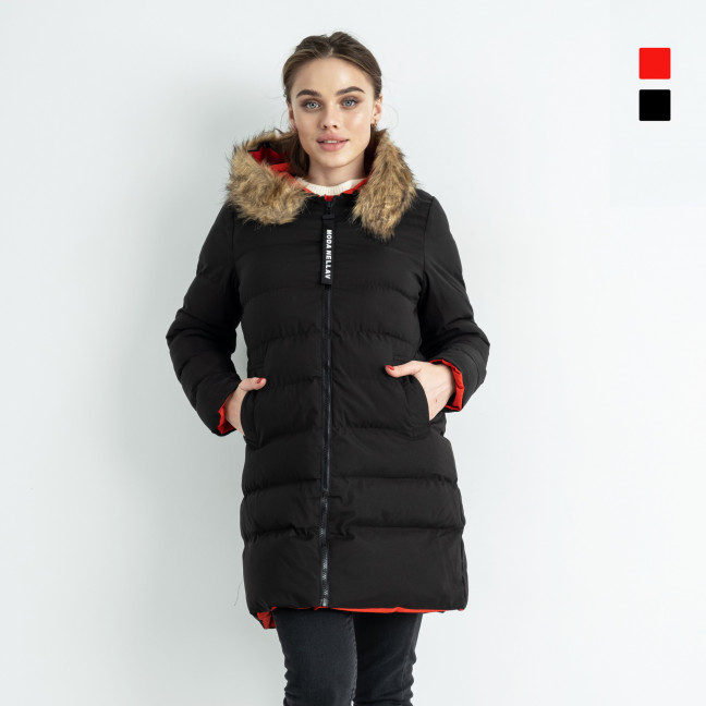 0818-555-15 черно-красная женская куртка (двустронняя, с капюшоном, 5 ед. размеры: M. L. XL. 3XL. 4XL) Куртка: артикул 1141752