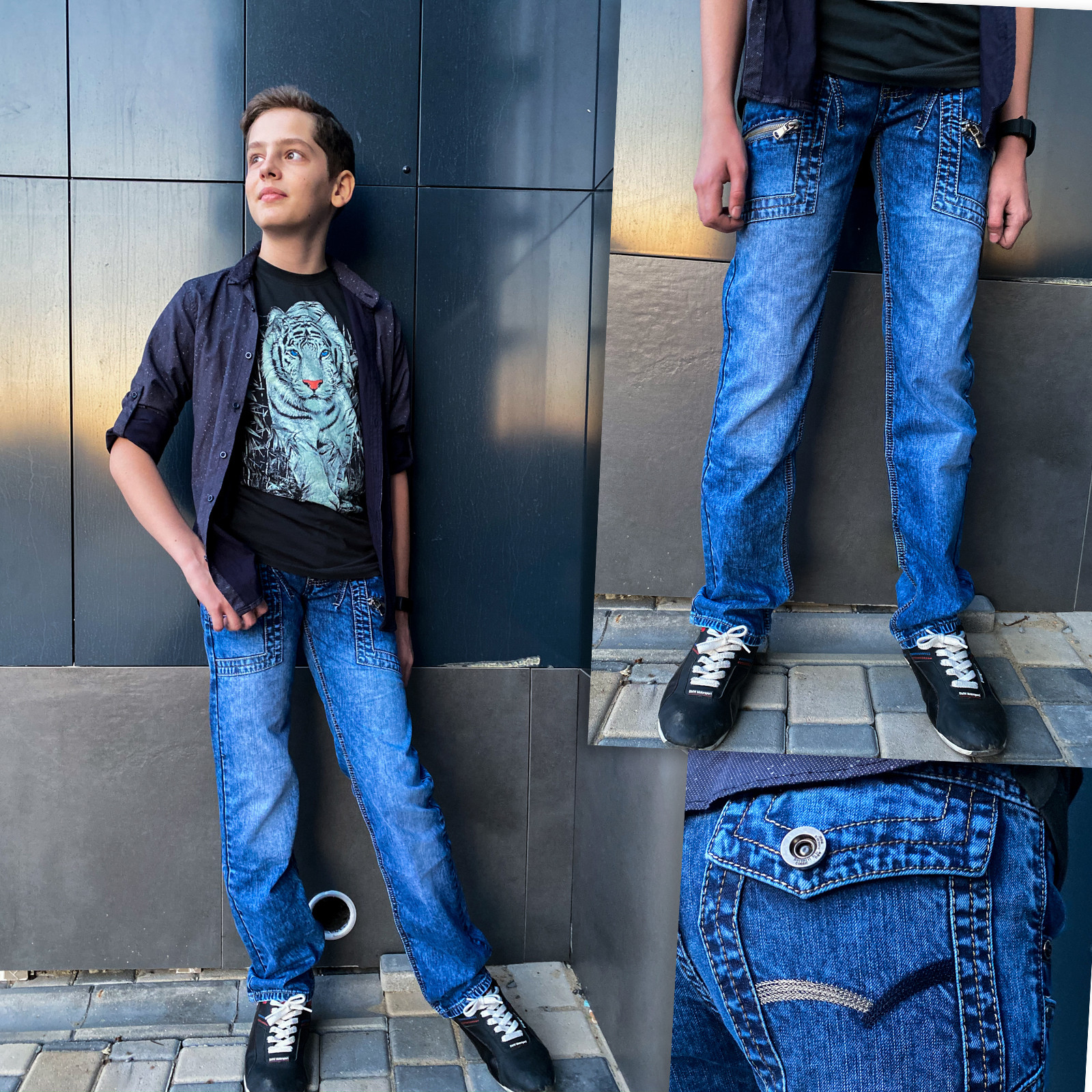 3166-02 Vigoocc джинсы на мальчика голубые коттоновые (2 ед. размеры: 24.24)
