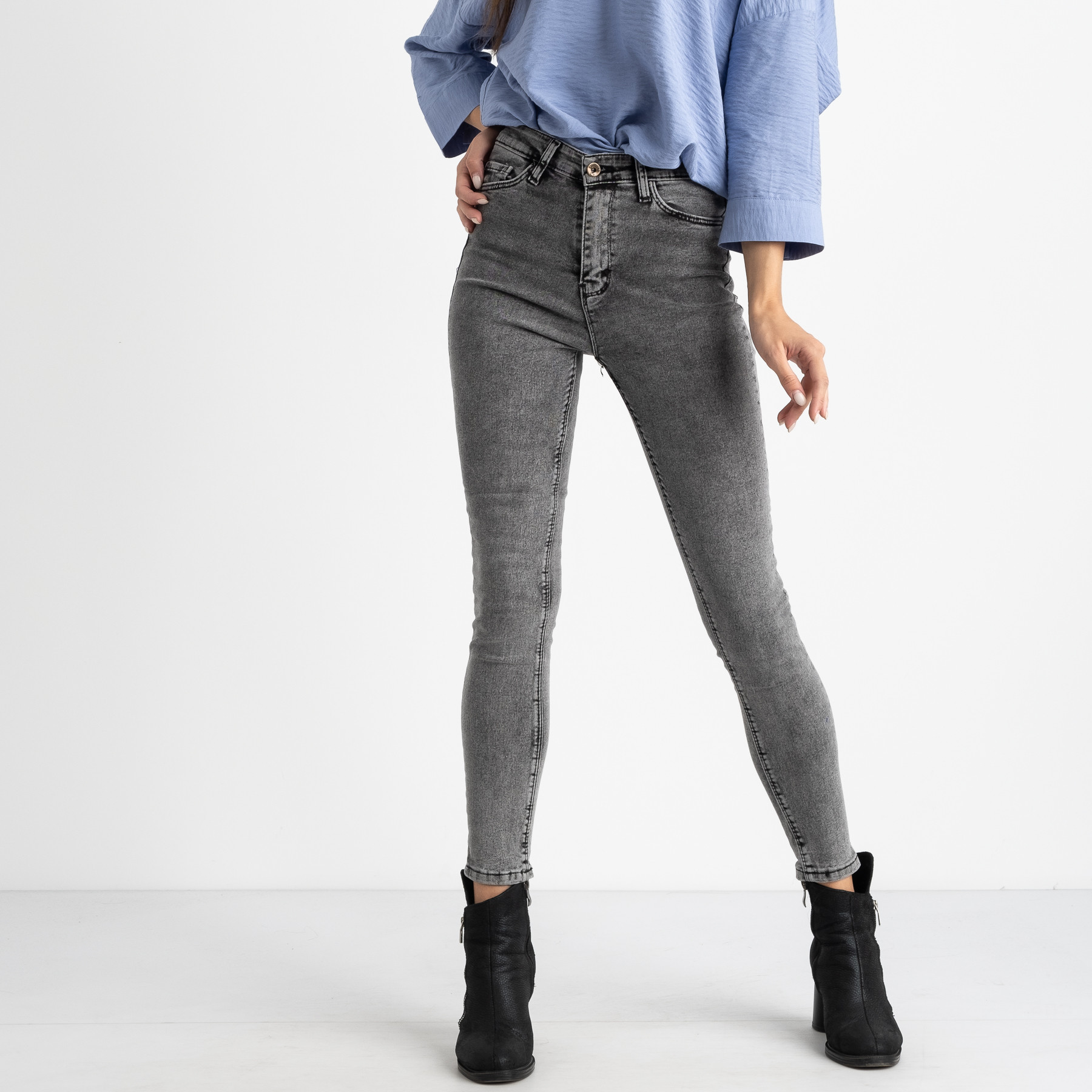 0004-10 Well see джинсы женские серые полубатальные стрейчевые (8 ед. размеры на бирке: 28.29/2.30.31.32.33.34)