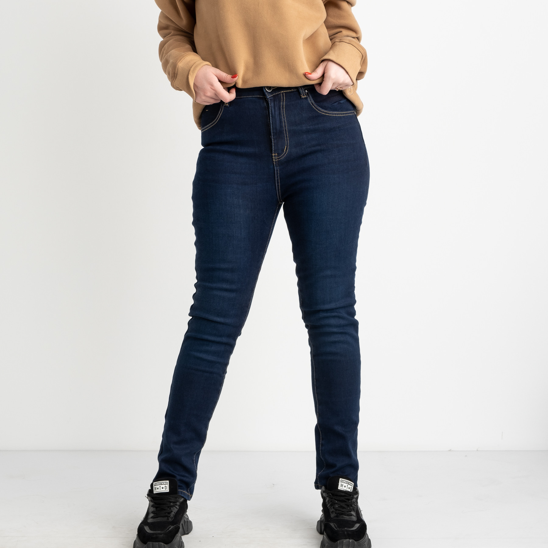 6042 New Jeans американка  на флисе батальная синяя стрейчевая (6 ед.размеры: 31.32.33.34.35.36)