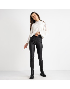 0784 Forest jeans черные брюки из экокожи женские на байке (6 ед.размеры: 25.26.27.28.29.30)