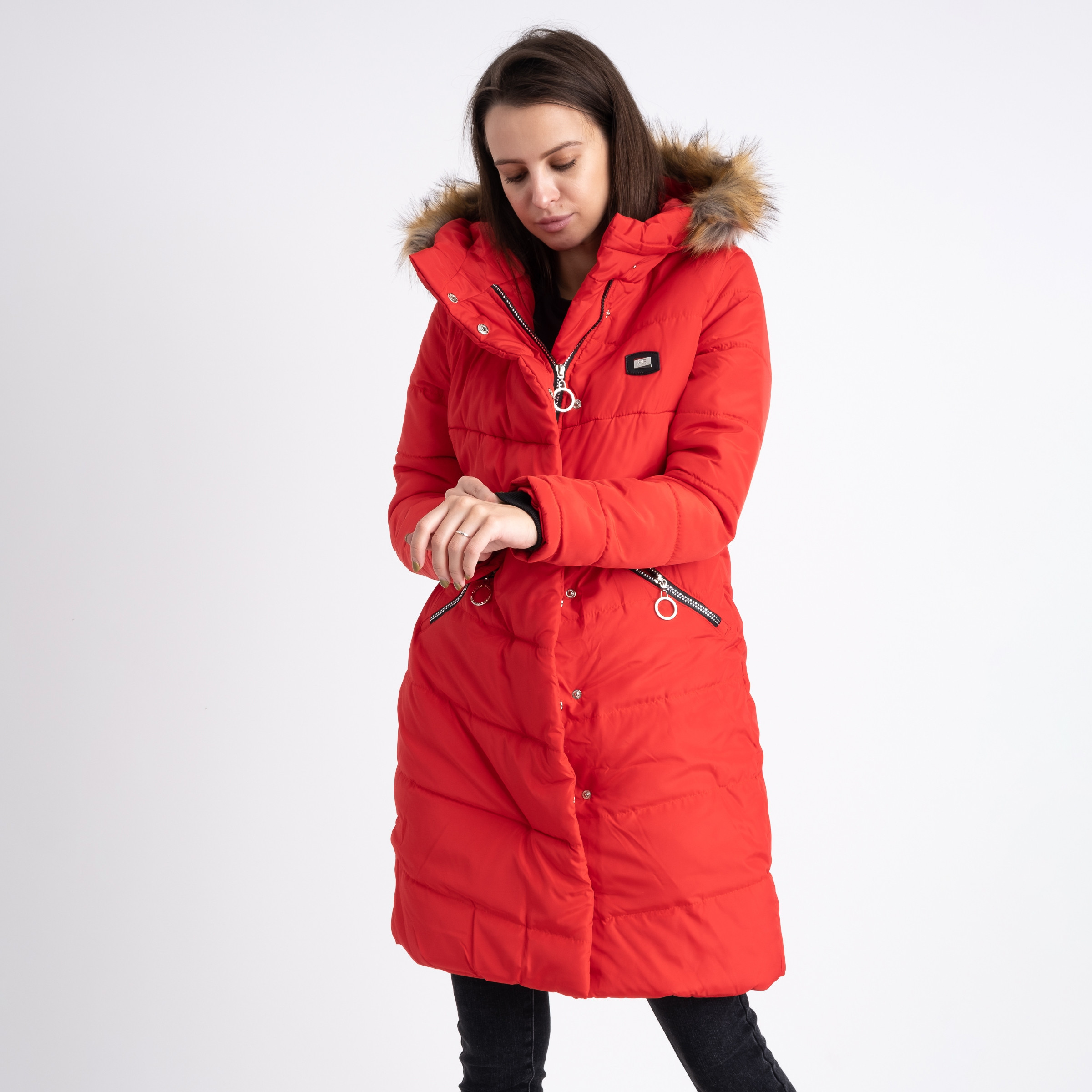 6041-4 Vikstory красная куртка женская на меховой подкладке ( 4 ед.размеры: 42.44.46.48)