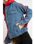0703-3 Fashion куртка женская джинсовая на красной меховой подкладке (3 ед. размеры: S.M/2): артикул 1125602