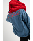 0703-3 Fashion куртка женская джинсовая на красной меховой подкладке (3 ед. размеры: S.M/2): артикул 1125602