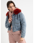 0701-92 Fashion куртка женская джинсовая на красной меховой подкладке (2 ед. размеры: M.XL): артикул 1125674