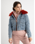 0701-92 Fashion куртка женская джинсовая на красной меховой подкладке (2 ед. размеры: M.XL): артикул 1125674