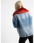 1015-5 Fashion куртка женская джинсовая на красной меховой подкладке (3 ед. размеры: M.L.XL): артикул 1125652