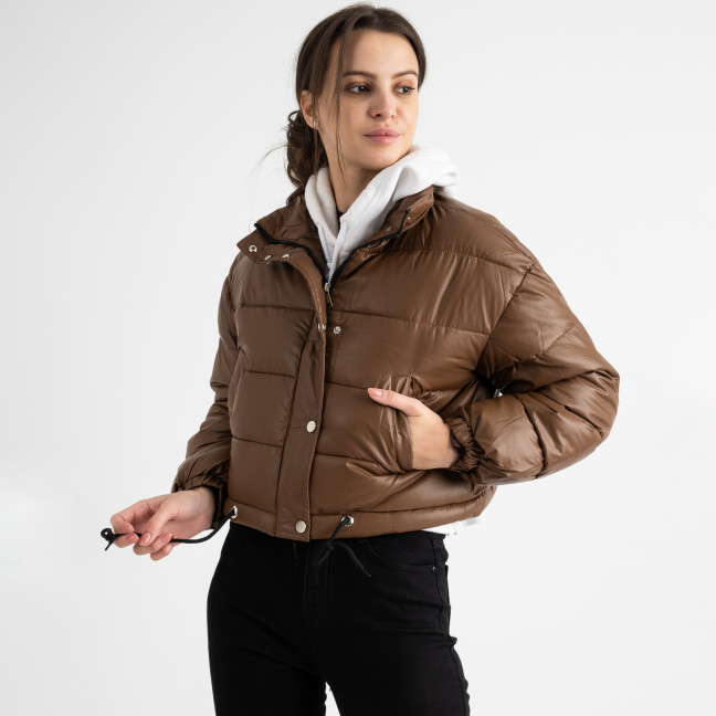 2806-2 Hong LA Jiao коричневая куртка женская из экокожи на синтепоне (4 ед. размеры: M.L.XL.2XL) Hong La Jiao: артикул 1125715