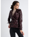 1871-33 бордовая женская куртка кожзам (3 ед. размеры: S.M.L): артикул 1125767