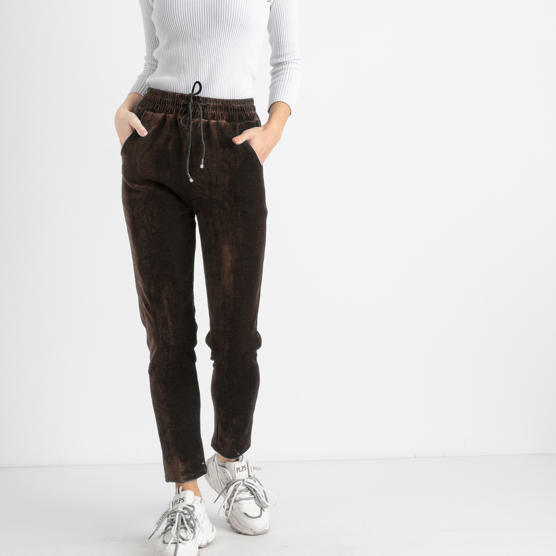0235-63 коричневые спортивные брюки женские термо-велюр на меху (5 ед. размеры на бирке : 2XL.3XL.4XL.5XL.6XL)
