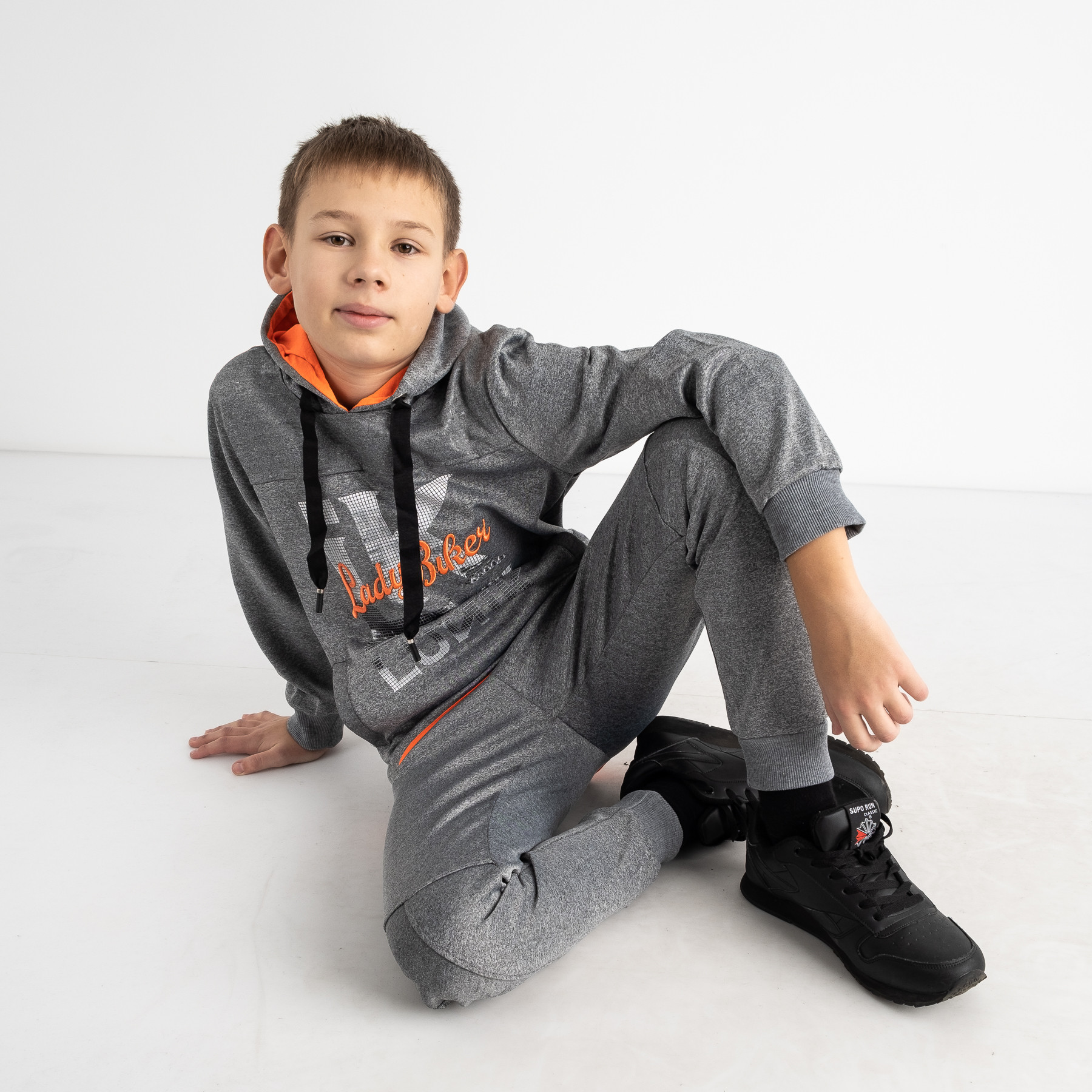 3003-4 светло-серый спортивный костюм на мальчика 6-12 лет (4 ед. размеры: 6.8.10.12)