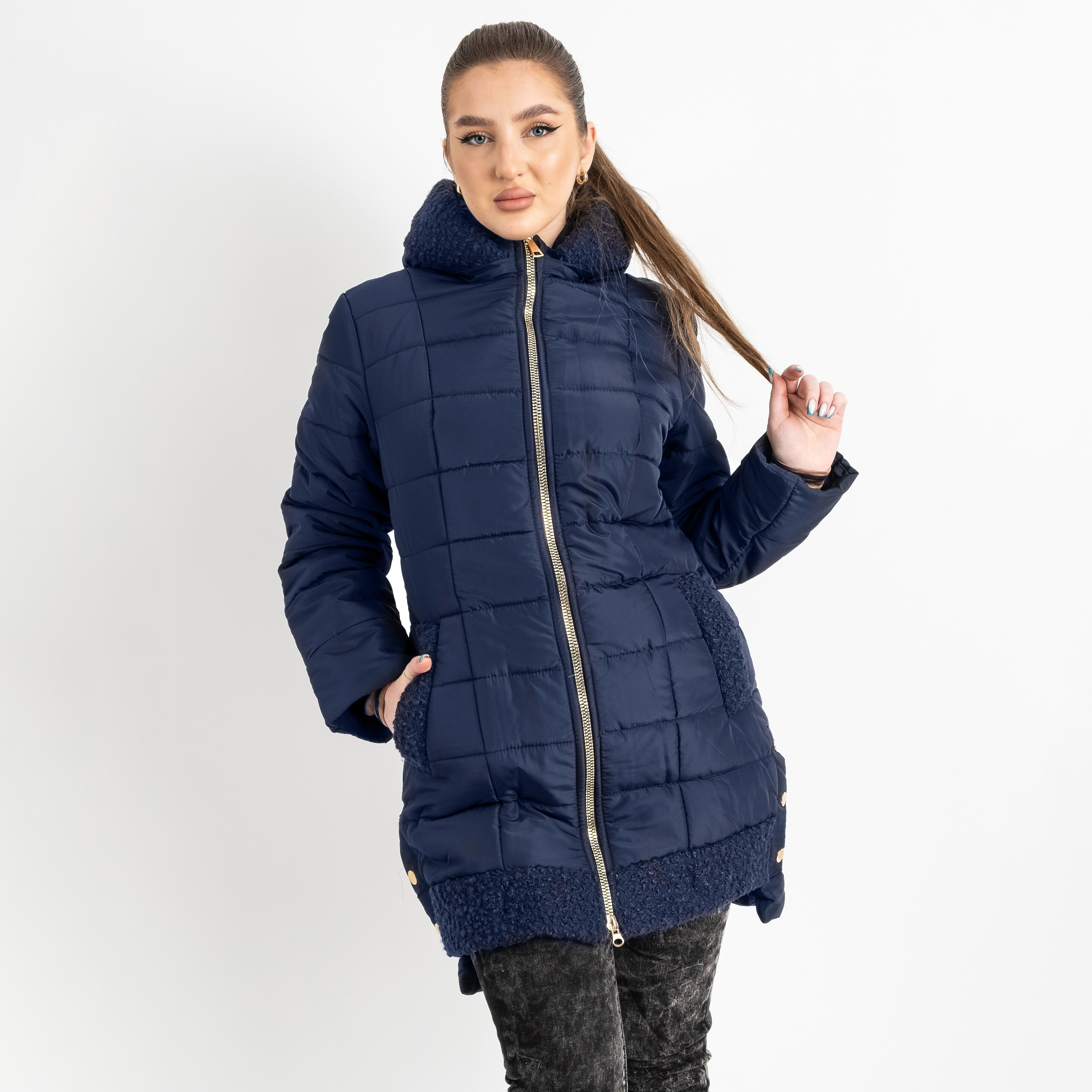 0330 Modern Classic синяя полубатальная куртка женская (4 ед. размеры: 46.48.50.52)