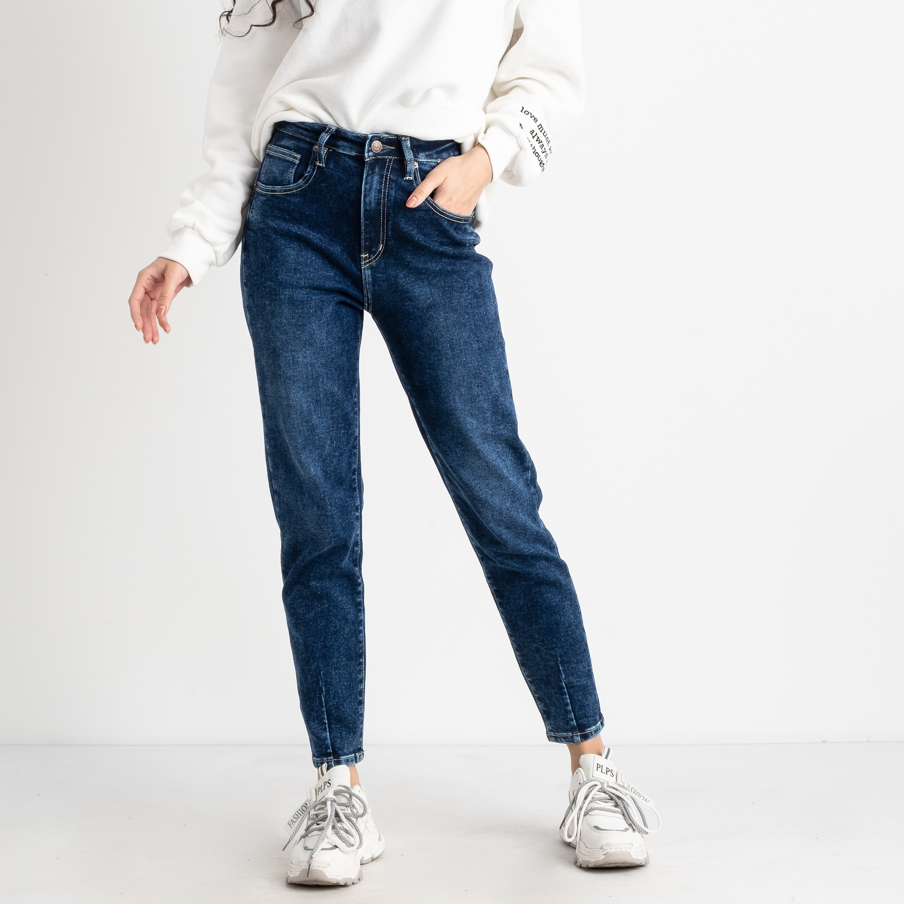0302-6 MS Relucky джинсы-слоучи женские синие стрейчевые (6 ед. размеры: 25.26.27.28.29.30)