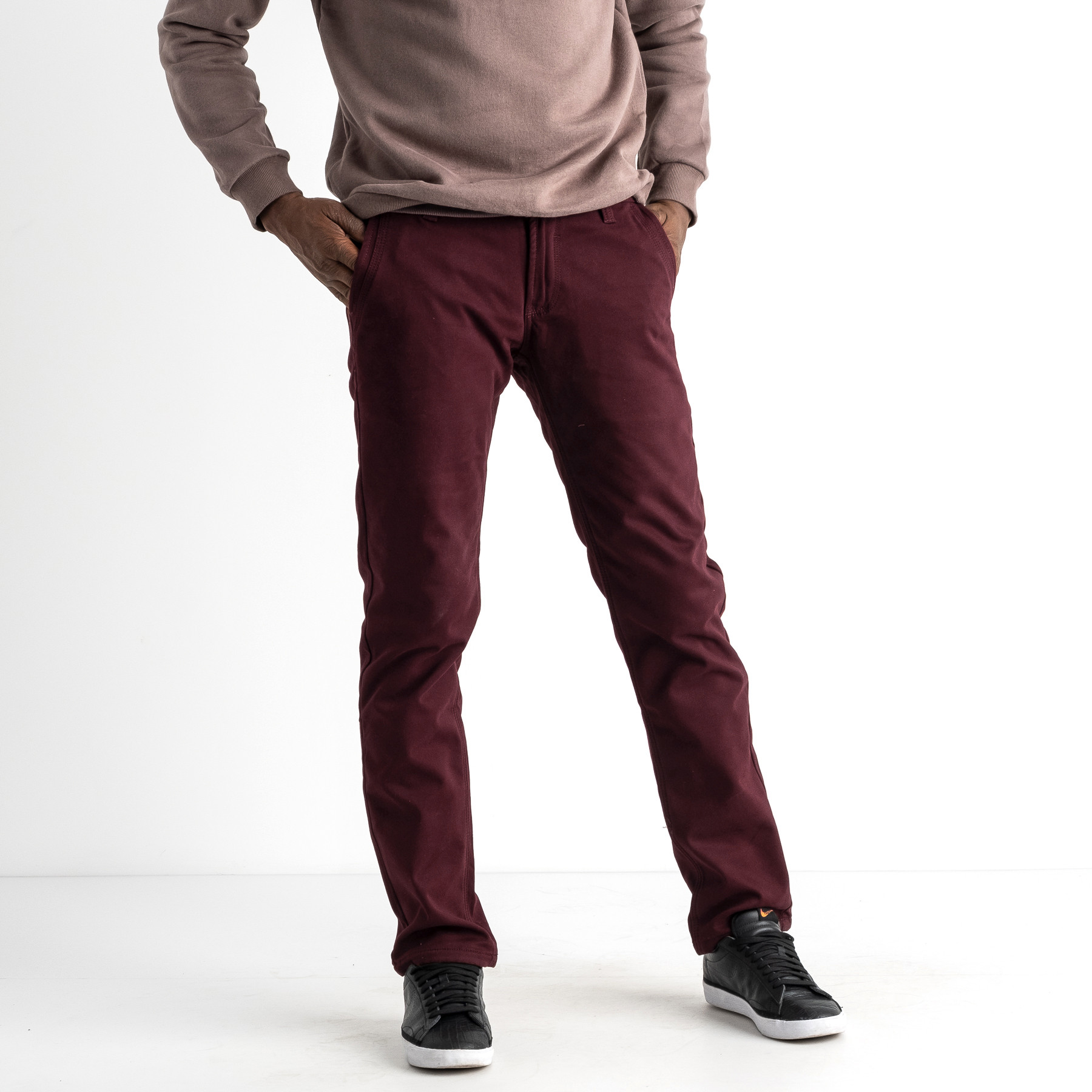 2551 Varxdar бордовые брюки мужские стрейчевые на флисе  (7 ед. размеры: 28.29.30.31.32.33.34)