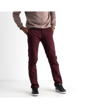2551 Varxdar бордовые брюки мужские стрейчевые на флисе  (7 ед. размеры: 28.29.30.31.32.33.34)