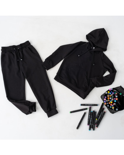 7144-12 черный подростковый спортивный костюм (YOLA, на девочку 9-10 лет, 2 ед. размеры подросток: 134. 134) YOLA