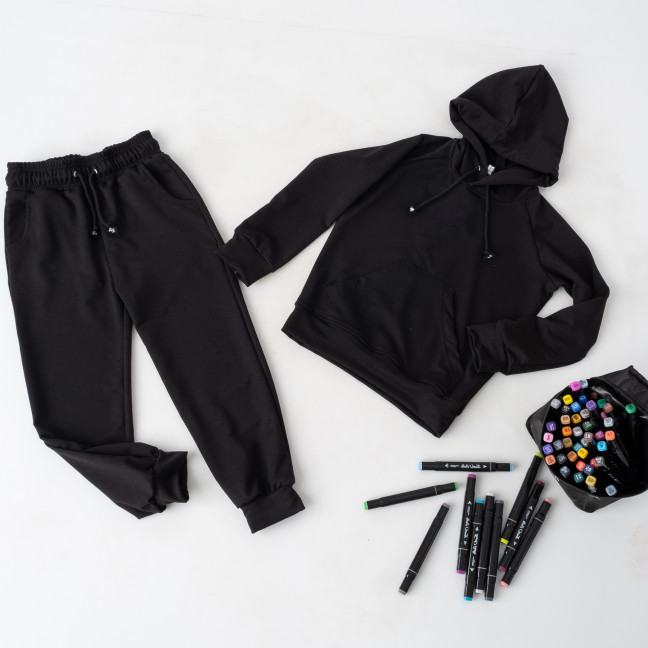 7144-12 черный подростковый спортивный костюм (YOLA, на девочку 9-10 лет, 2 ед. размеры подросток: 134. 134) YOLA: артикул 1143023