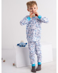 1083-89 Бома пижама белая с голубым на ребенка 4-6 лет трикотажная (3 ед. размеры: 104.110.116): артикул 1127575