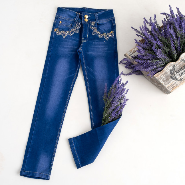 0708 Fashion джинсы синие на девочку 5-10 лет стрейчевые (6 ед. размеры: 23.24.25.26.27.28) Fashion: артикул 1127997