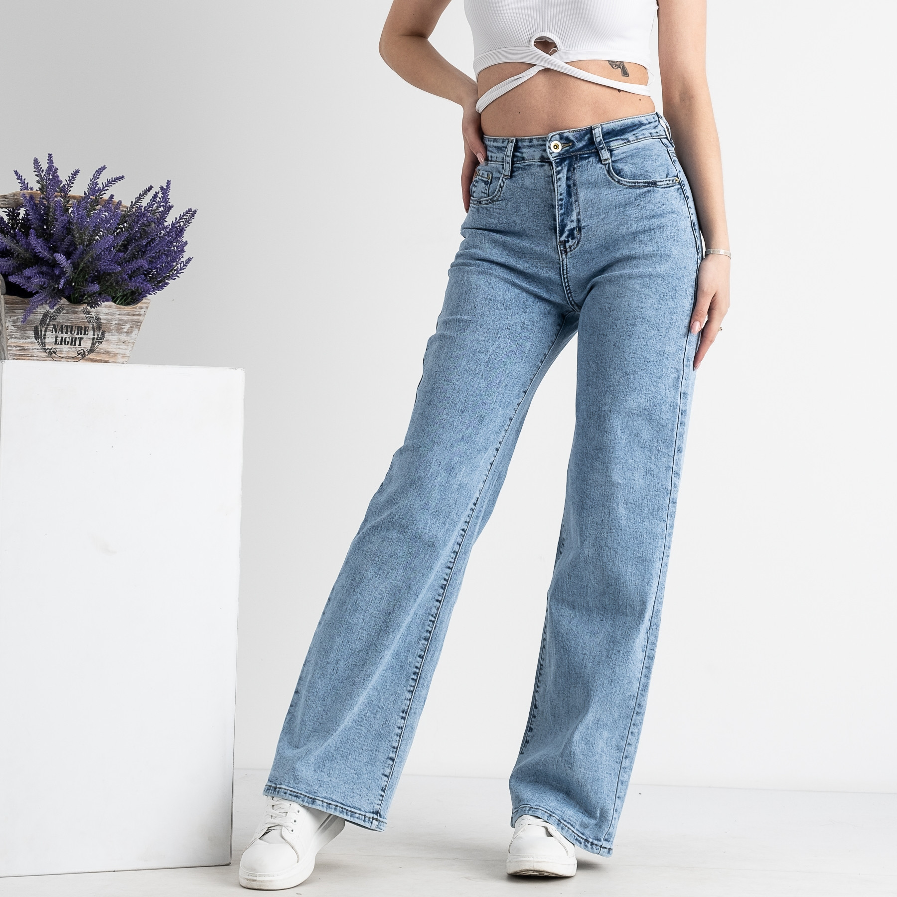 9008 KT.Moss джинсы-палаццо женские голубые стрейчевые ( 6 ед. размеры: 25.26.27.28.29.30 )