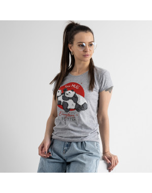 5007-22 СВЕТЛО-СЕРАЯ Kafkame футболка женская с принтом ( 4 ед. размеры : S.M.L.XL)