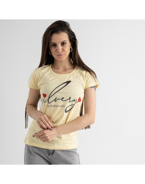 5008-3 ЖЕЛТАЯ Kafkame футболка женская с принтом ( 4 ед. размеры: S.M.L.XL)
