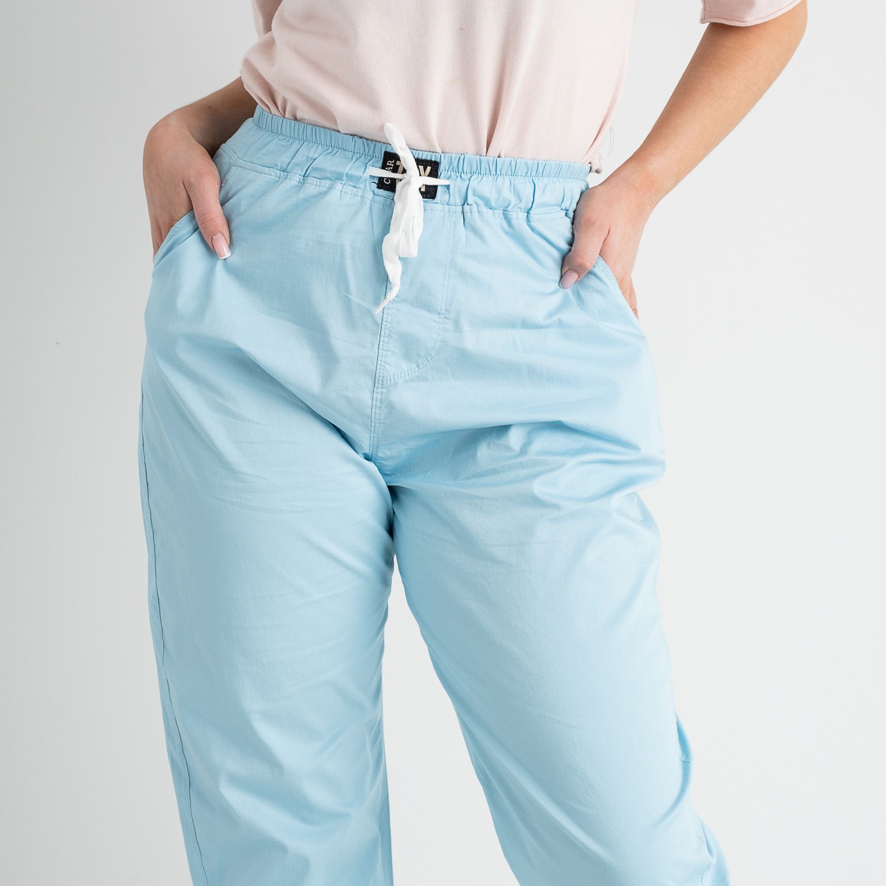 8013-8 ГОЛУБЫЕ XYH брюки батальные женские стрейчевые ( 6 ед. размеры: 31.32.33.34.36)
