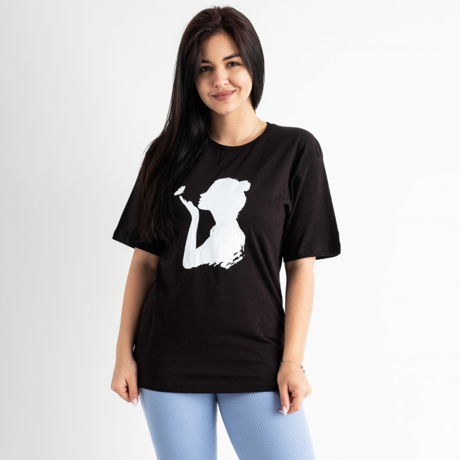9133 ЧЕРНАЯ футболка женская с принтом ( 6 ед.размеры: S-M/2.M-L/2.L-XL/2) ForStime: артикул 1129063