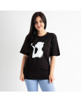 9133 ЧЕРНАЯ футболка женская с принтом ( 6 ед.размеры: S-M/2.M-L/2.L-XL/2): артикул 1129063