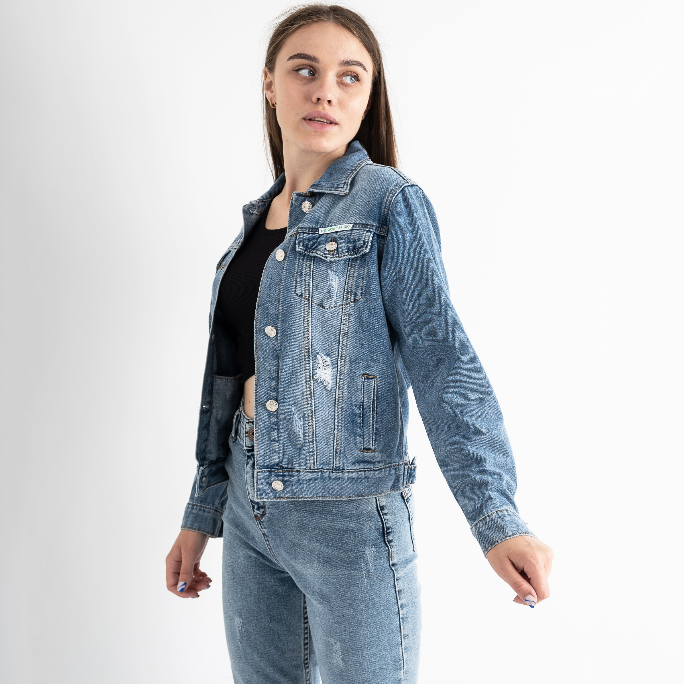 0911 New Jeans джинсовая куртка женская голубая стрейчевая (6 ед. размеры: XS.S.M.L.XL.2XL)