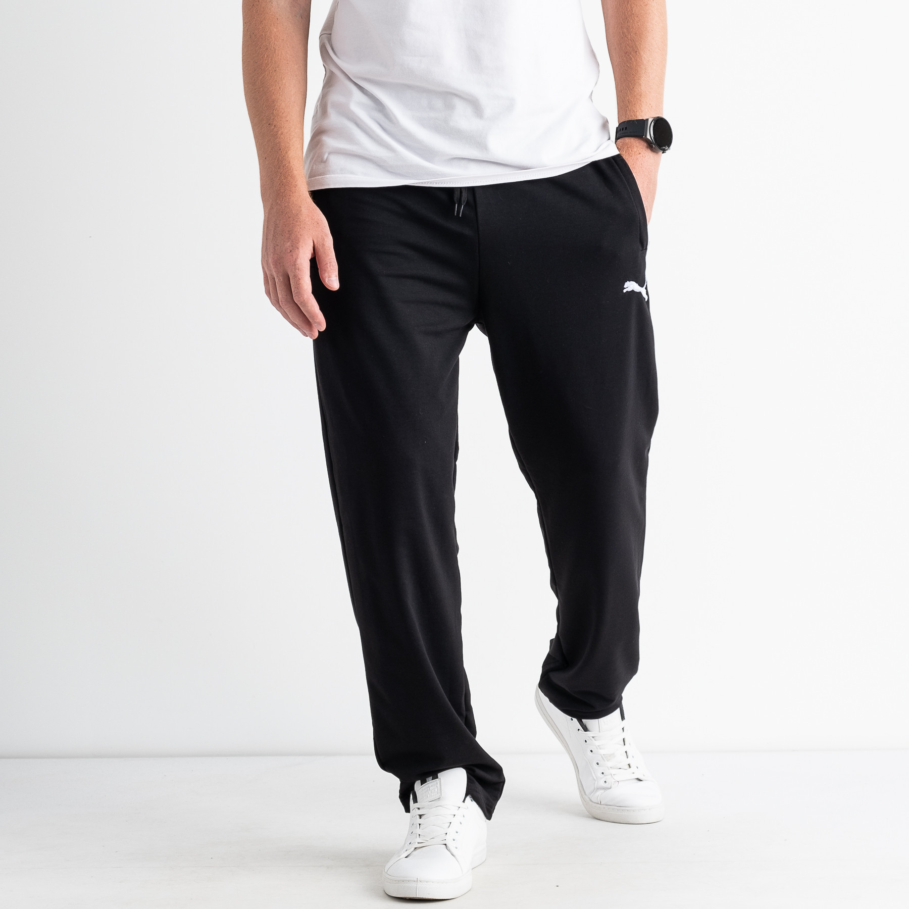 4255-1 ЧЕРНЫЕ батальные спортивные штаны мужские из двунитки (5 ед. размеры: 56.58.60.62.64)