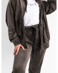 0623-18 серо-коричневый женский спортивный костюм (5`th Avenue, зимний велюр, 3 ед. размеры батальные: 50. 52. 54): артикул 1141292