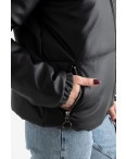 0055-1 ЧЕРНАЯ ПОЛУБАТАЛЬНАЯ куртка-зефирка женская из экокожи (3 ед. размеры : 48.50.52): артикул 1131923
