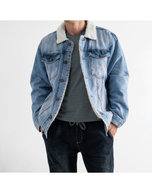 0515 Long Li джинсовая куртка на меху мужская голубая котоновая (6 ед. размеры: S.M.L.XL.2XL.3XL)