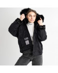 1008-1 ЧЕРНЫЙ МЕХ джинсовая куртка женская с капюшоном ( 2 ед. размеры: M.L): артикул 1130798