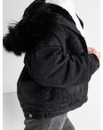1520-12 ЧЕРНЫЙ МЕХ джинсовая куртка женская с незначительным дефектом (1 ед. размеры: L): артикул 1130858